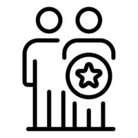 Two men and star coin icon, outline style vector