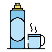 Hot tea thermos icon color outline vector