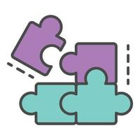 Complete puzzle solution icon color outline vector