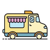 Coffee street truck icon color outline vector