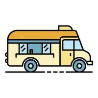 Fast food truck icon color outline vector