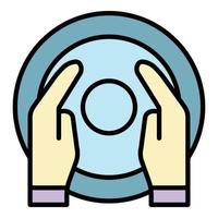 Hands potter work icon color outline vector