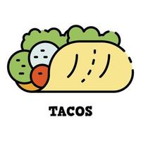 Tacos icon color outline vector