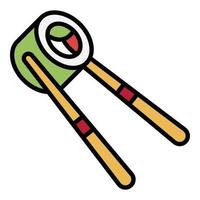 Sushi roll sticks icon color outline vector