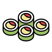 vector de contorno de color de icono de rollo de sushi en línea