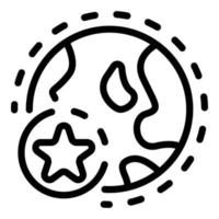 Star sticker on the globe icon, outline style vector