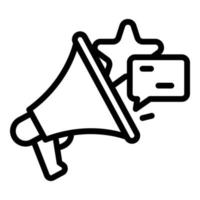 Megaphone, star and bubble icon, outline style vector
