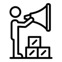 A man with megaphone icon, outline style vector