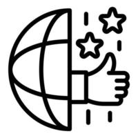 Hand from half a globe icon, outline style vector