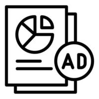anuncio y diagrama en el icono del periódico, estilo de esquema vector