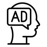 Ad bubble in the head icon, outline style vector