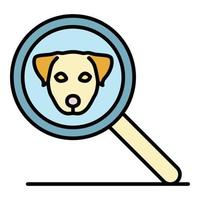 Magnify glass dog icon color outline vector