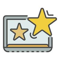 Star on laptop icon color outline vector