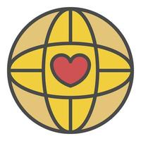 Global heart love icon color outline vector