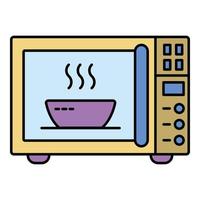 Bowl in microwave icon color outline vector