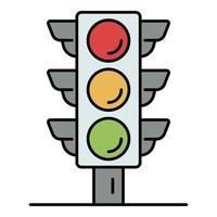 Crosswalk traffic lights icon color outline vector