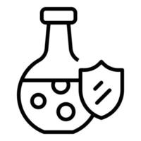 Shield flask icon outline vector. Safety formula vector