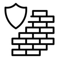 Shield wall icon outline vector. Brick defense vector