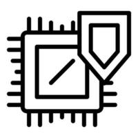 Chip shield icon outline vector. Security data vector