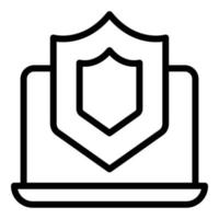 Computer defence icon outline vector. Safe shielda vector