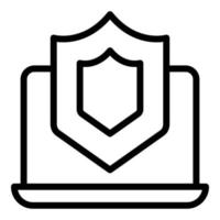 Computer defence icon outline vector. Safe shielda vector