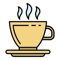 Hot coffee cup icon color outline vector