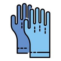 Rubber gloves icon color outline vector