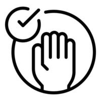 Accept palm id icon outline vector. Biometric recognition vector