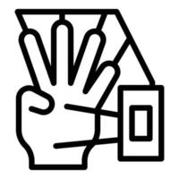 Hand identification icon outline vector. Scan fingerprint vector