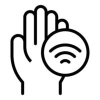 Palm authentication icon outline vector. Biometric recognition vector