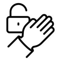 Lock palm scanning icon outline vector. Biometric scan vector