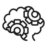 Gear brain icon outline vector. Head mind vector