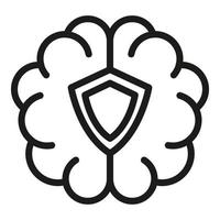 Protect brain icon outline vector. Shield care vector
