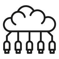 Memory cloud icon outline vector. Data server vector