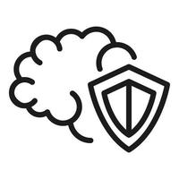 Brain shield icon outline vector. Mental health vector