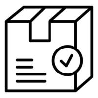 Tick package icon outline vector. Box parcel vector