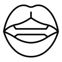 vector de contorno de icono de articulación de labios. boca lengua