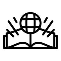 vector de contorno de icono de globo de libro. educación mundial