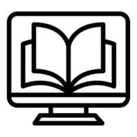 Monitor book icon outline vector. School library vector
