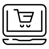 Computer shopping icon outline vector. Online shop vector