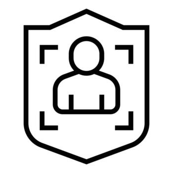 Shield biometric identification icon outline vector. Digital scan vector