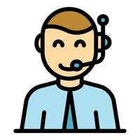 Headset communication icon color outline vector