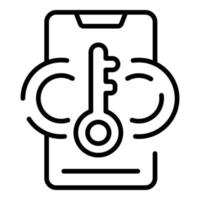 Privacy phone icon outline vector. Secure password vector