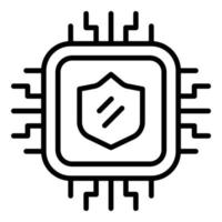 Digital shield icon outline vector. Protect cyber vector