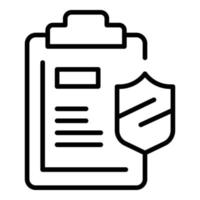 Shield checklist icon outline vector. Guarantee document vector