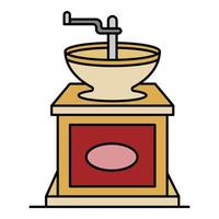 Manual coffee grinder icon color outline vector