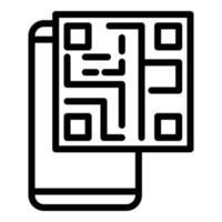 vector de contorno de icono de código de barras de smartphone. código de teléfono