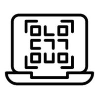 Laptop barcode icon outline vector. Scan code vector