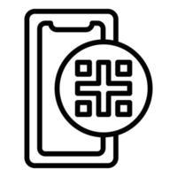 vector de contorno de icono de escáner de teléfono. Código QR