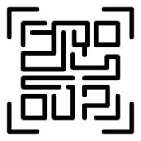 vector de contorno de icono de código de barras de seguridad. Código QR